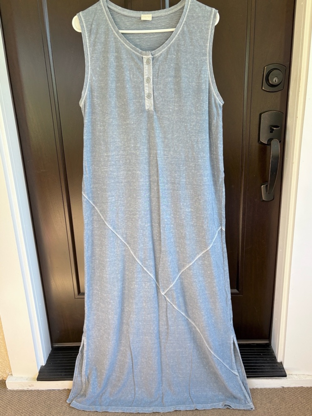EUC Poetry Hemp Blend Popover Sleeveless Maxi Dress Blue Size 12